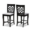 Baxton Studio Nisa Grey Upholstered Espresso Finished 2-Piece Counter Stool Set 158-9769